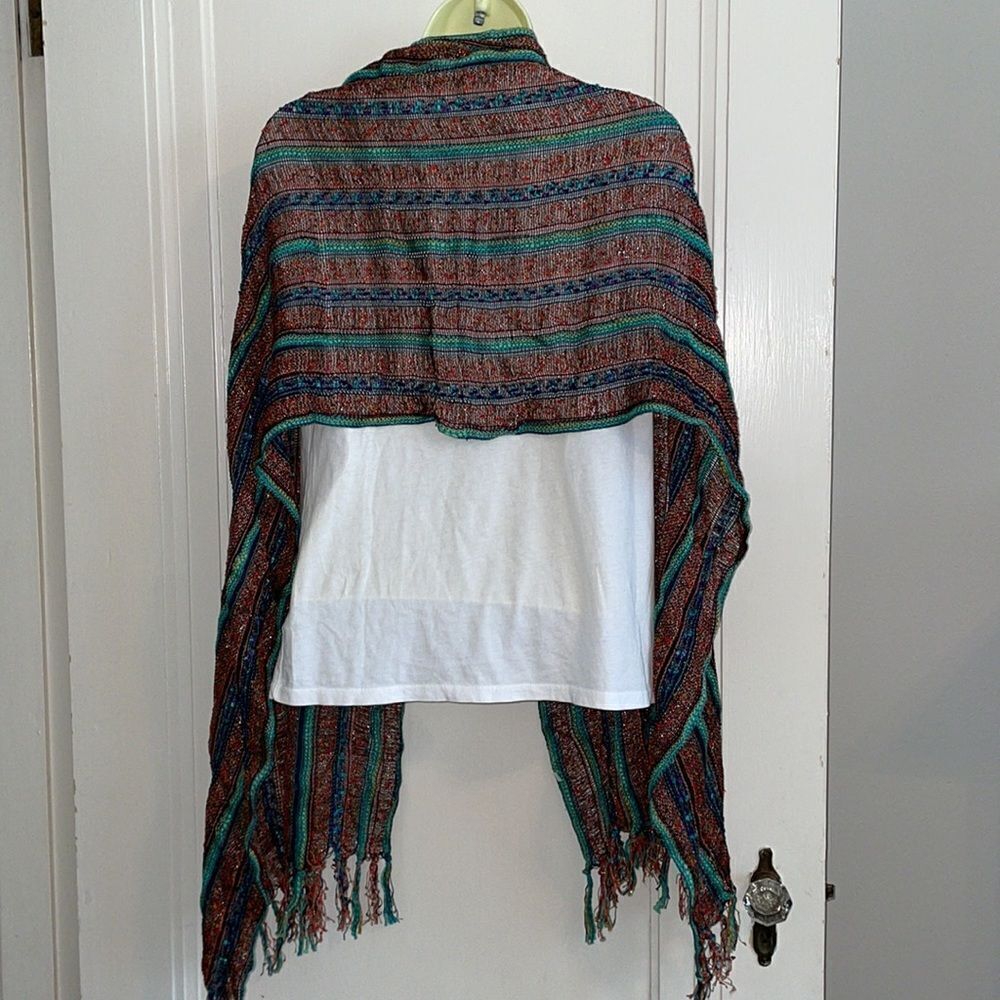 Boho Multi Colored Metallic Thread Stripe Large S… - image 4